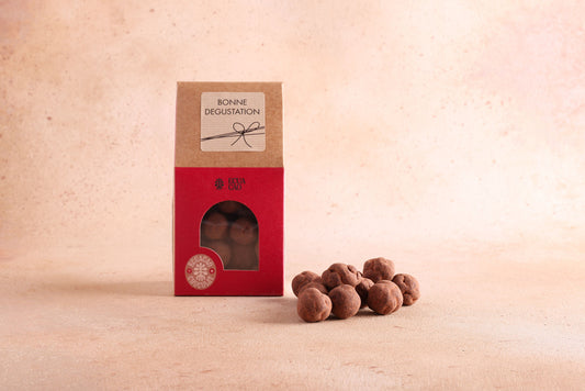 Noisettes caramélisée et enrobées de Chocolat Noir Grand Cru 65% (80 g)